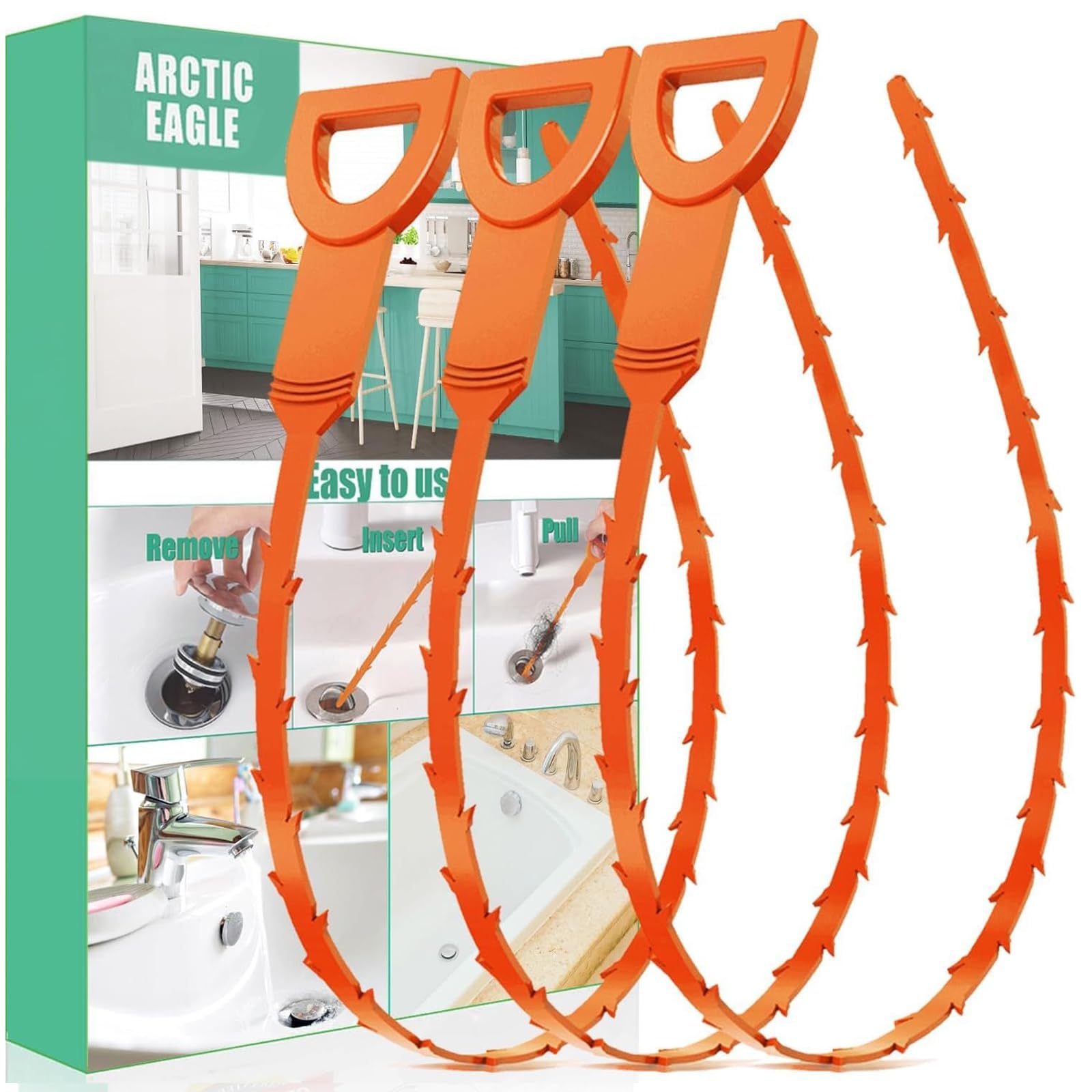 ARCTIC EAGLE Drain Snake Hair Clog Remover - Shower Sink Unclogger Tool | Flexib