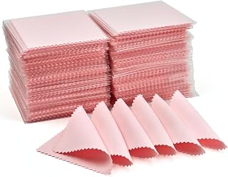 PINGMIC Jewelry Polishing Cloth, 250 PCS Silver Cleaning Cloths,Pink | 3.15" × 3.15" individually wrapped polishing cloths for sterling silver, gold, platinum, brass, copper, and more