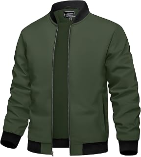 TACVASEN Bomberjacke Herren Übergangsjacke Blouson leicht Herbst College