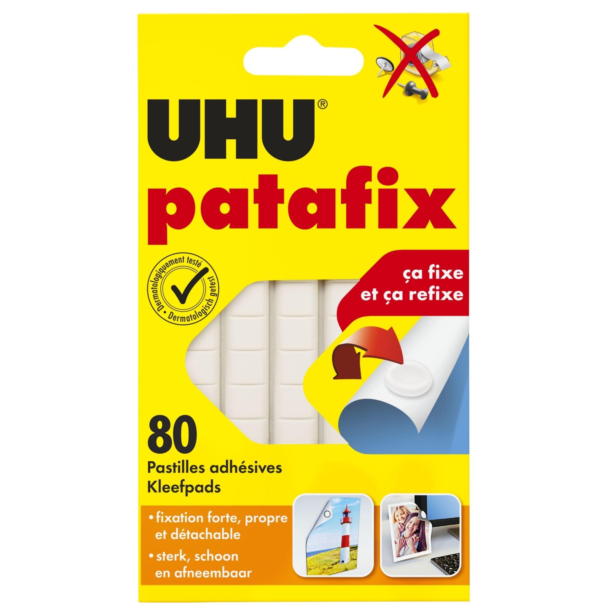 UHU Patafix – Pre-Cut Double-Sided Adhesive Dots for All Media | Quick, Clean an