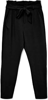 VERO MODA Paperbag Trousers VMEVA High Rise Trousers, Black, M