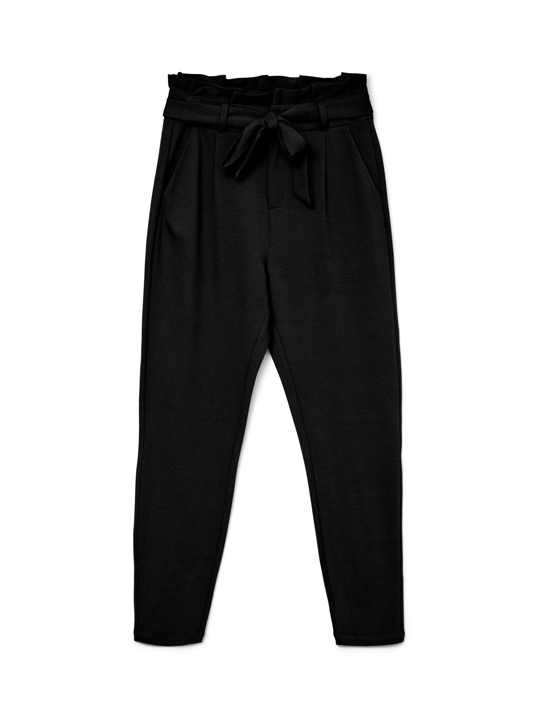 VERO MODA Paperbag Trousers VMEVA High Rise Trousers, Black, M