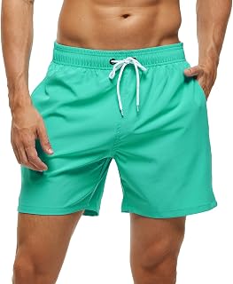 Arcweg Men's Swim Shorts Fast Drying Bango Shorts Sea Beach Bathing Suit Mesh Lining with Pocket and Drawstring Trunks