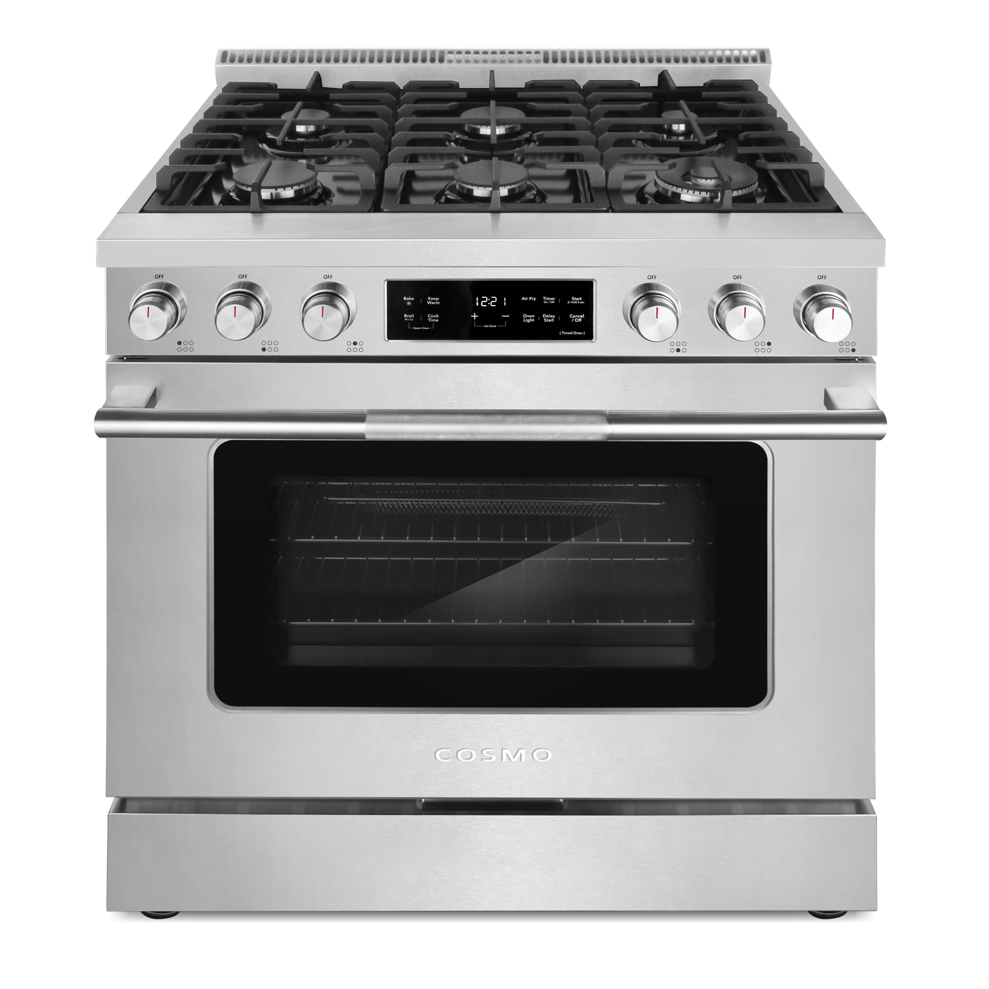 36 in. Stellar Coll 6.1 cu ft 6 Burner Gas Range, Air Fry, Stainless Steel | Cos