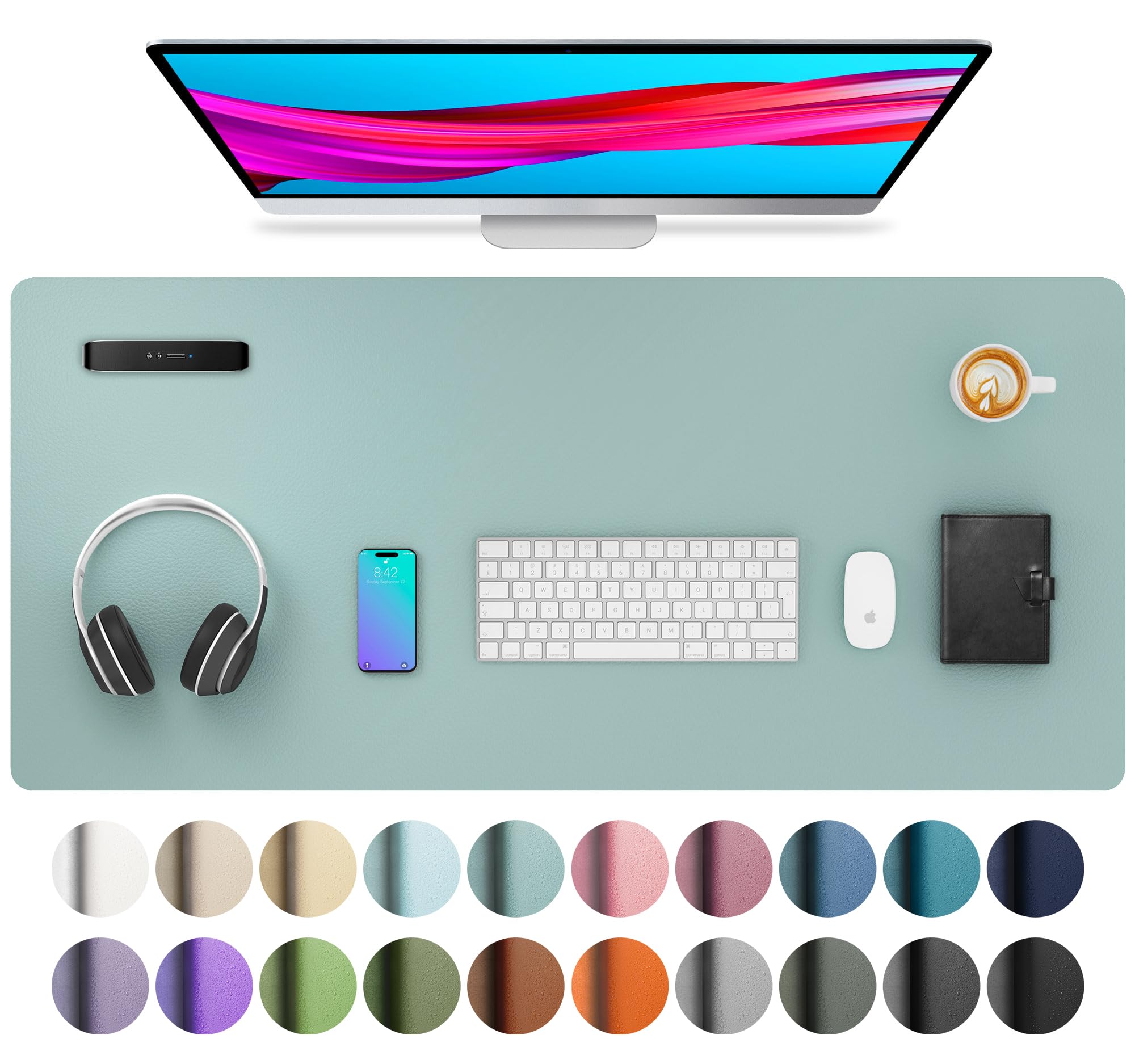 Aothia Leather Desk Pad Protector, Mouse Pad,Office Desk Mat, Non-Slip PU Leathe