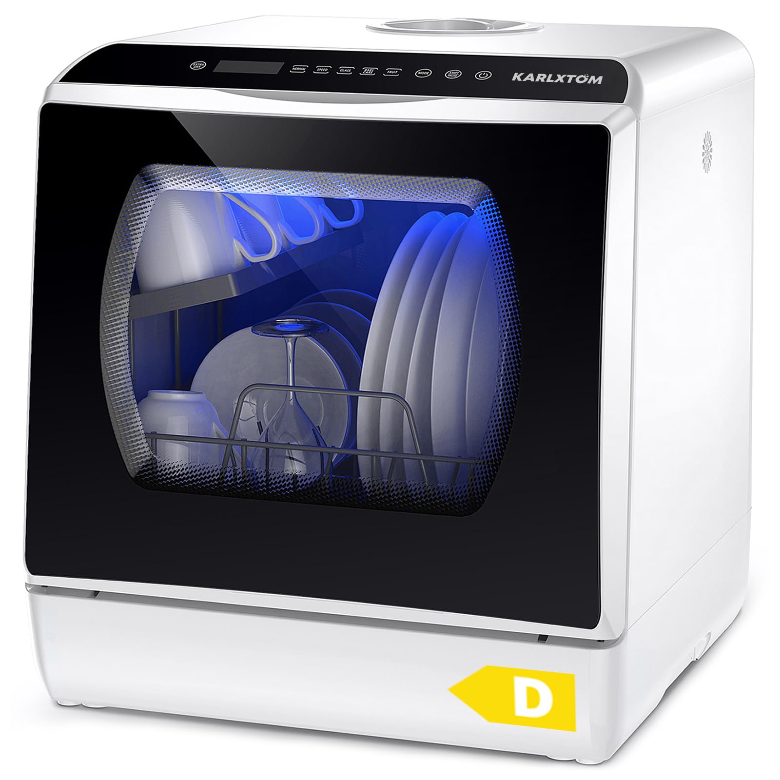 Karlxtom Table Top Dishwasher 6 Programs Mini Dishwasher with Touch Control, Aut