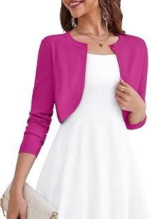 Women's Long Sleeve Cropped Cardigan Open Front Bolero Shrugs