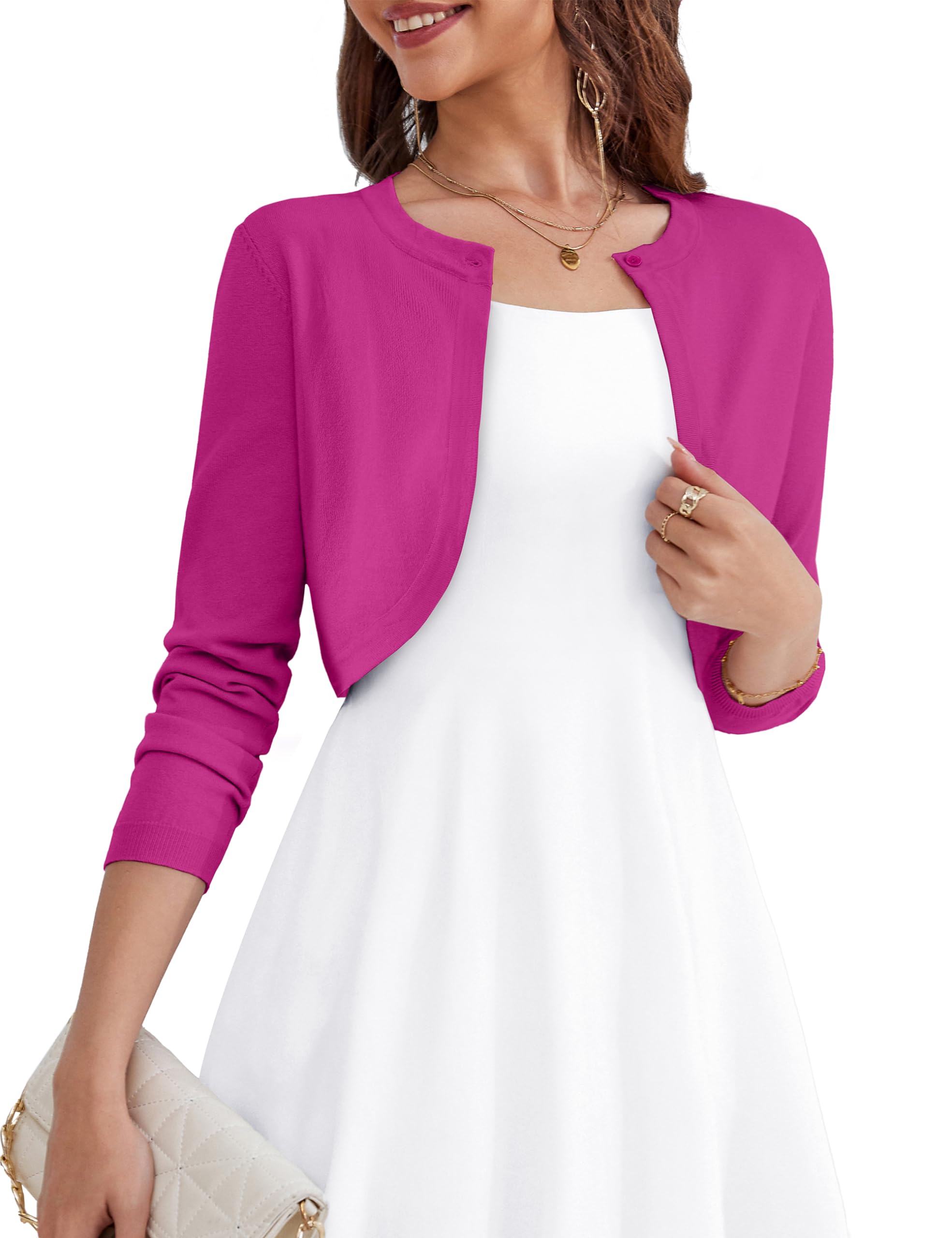 Women's Long Sleeve Cropped Cardigan Open Front Bolero Shrugs
