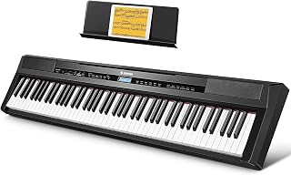 Donner DEP-20 Digital Piano for Beginners, 88 Fully Weighted Hammer-Action Keys, 238 Voices, 128-Note Polyphony, 2 x 25W Speakers, Sustain Pedal, Black