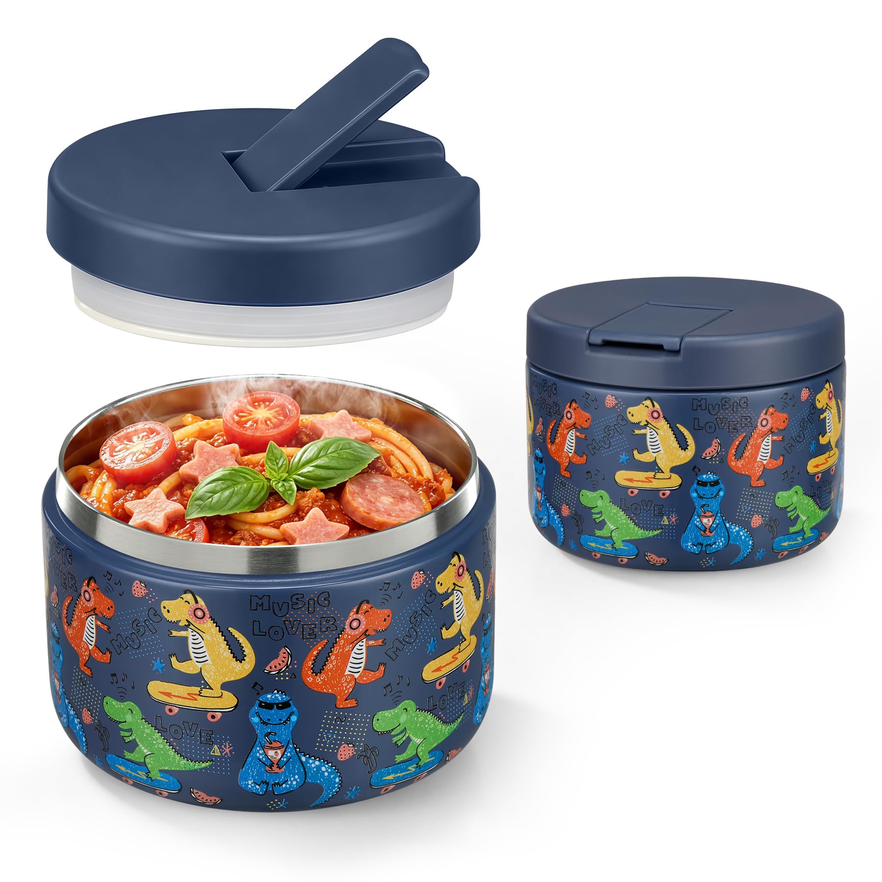Pawtong 12oz Insulated Vacuum Food Jar with Buckle Lid Wide Mouth Soup Thermo fo