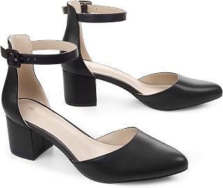 Ankis Ladies Strappy Court Shoes 2.25" Block Heel Memory Foam Inlay Lace