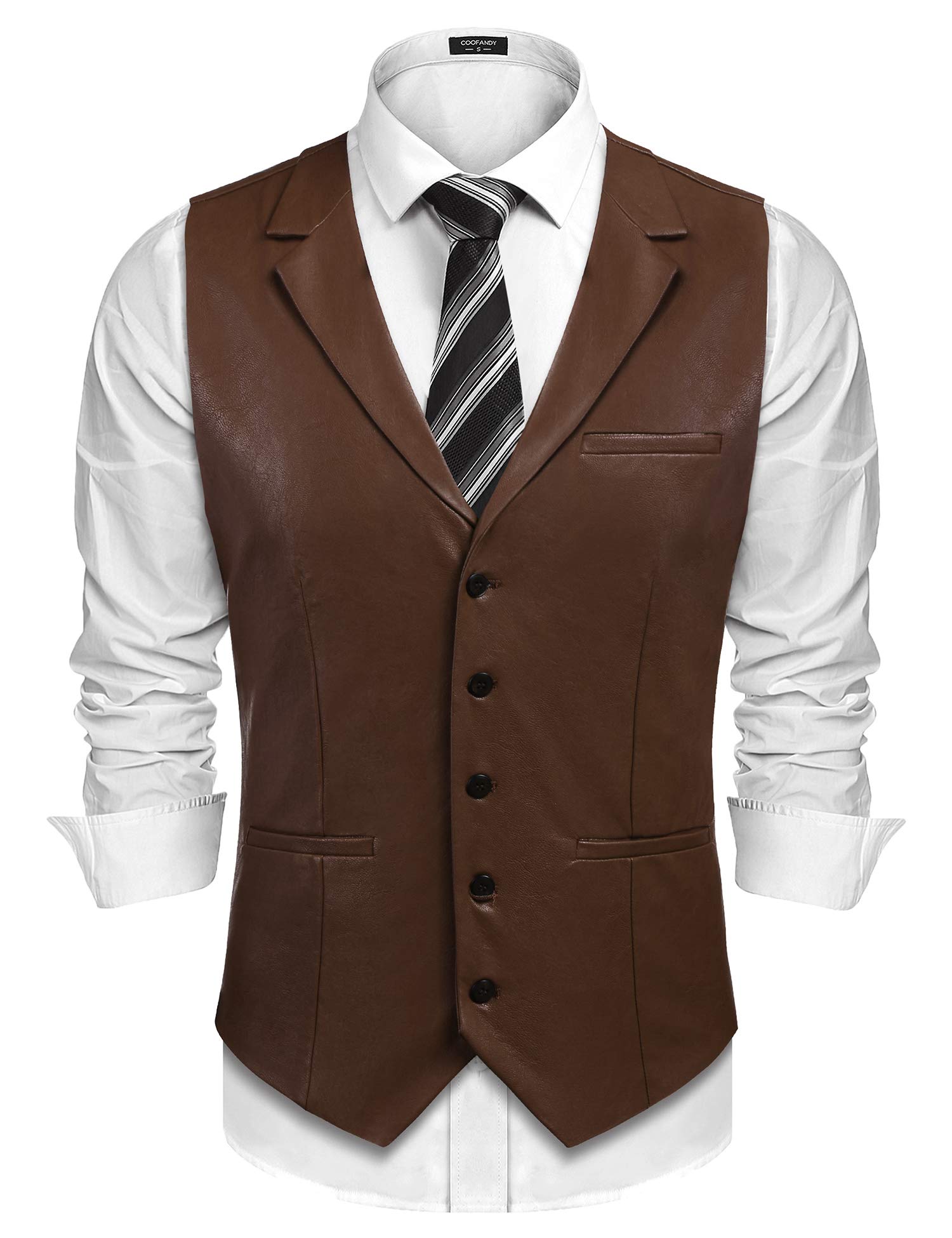 COOFANDY chaleco de piel para hombre, chaleco informal con cuello en V, chaleco 