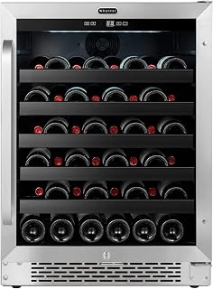 Whynter 24" Built-in Wine Cooler Refrigerator, 46 Bottle, Lock, BWR-408SB | Digital Temperature Control and UV Protected Glass Door, Quiet Compressor Cooling, Stores and Chills Your Wine Collection