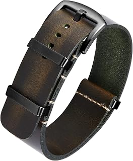 BINLUN Leather Watch Bands Replacement Strap for Crazy Horse Oil Leather Watch 18mm 19mm 20mm 21mm 22mm 24mm One Piece Straps for Men and Women with Silver/Black Buckle
