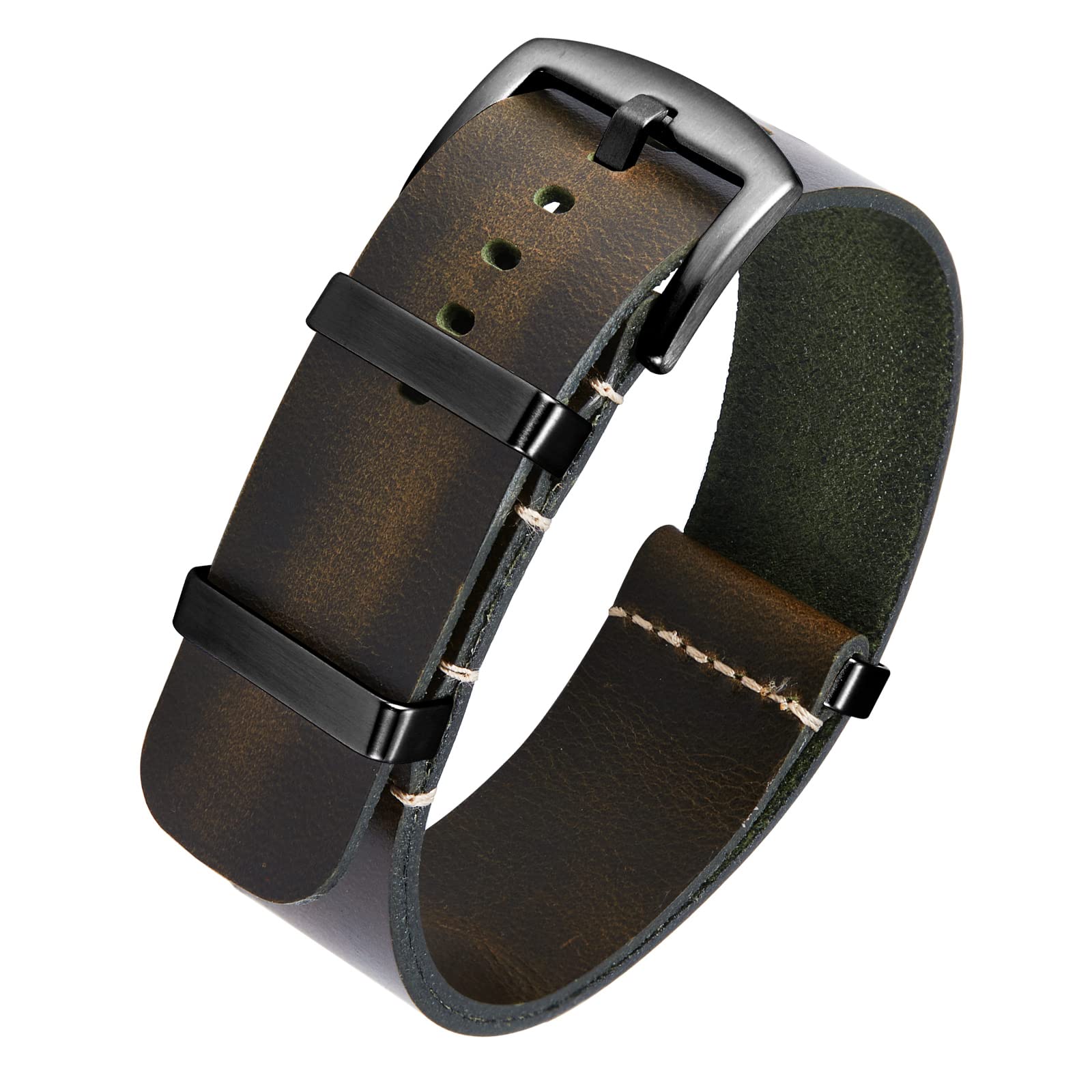 BINLUN Leather Watch Bands Replacement Strap for Crazy Horse Oil Leather Watch 1