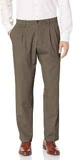 DOCKERS Men's Classic Fit Easy Khaki Pants - Pleated (Standard and Big & Tall), Dark Pebble, 44W x 28L
