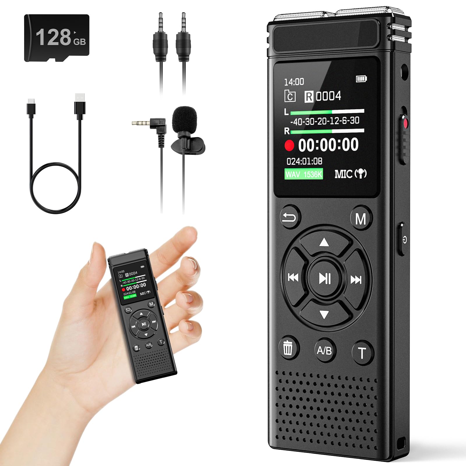 Tonfarb 136GB Digital Voice Recorder with Playback,9775 Hours Audio Record | Voi