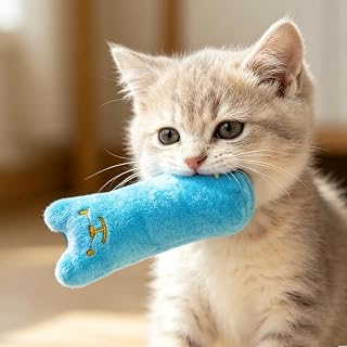 1 x Interactive Cat Chew Cushion Plush Cotton Cartoon Soft Lightweight Catnip Cushion (Blue)