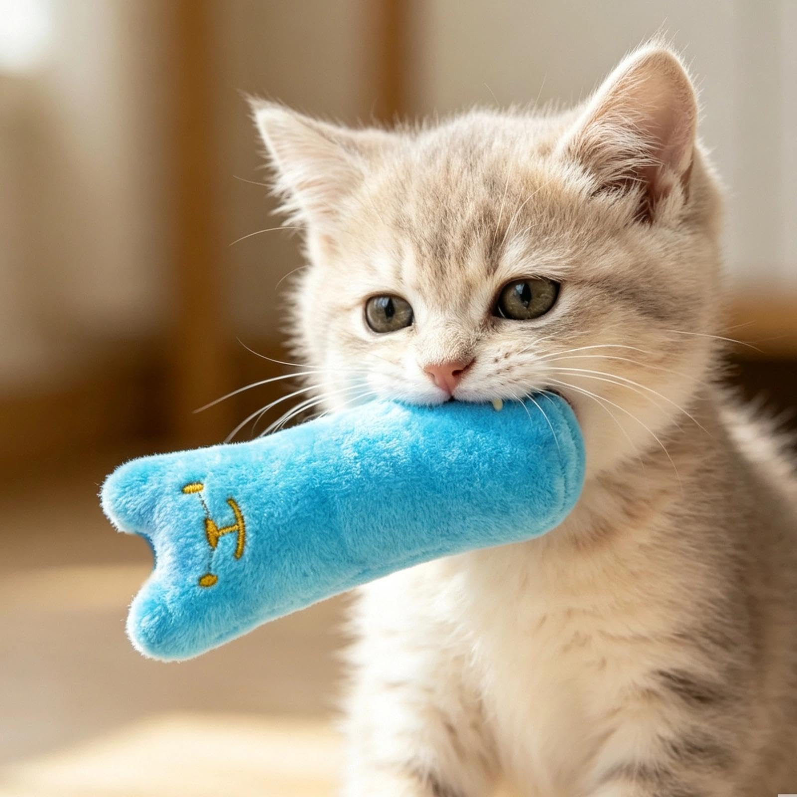 1 x Interactive Cat Chew Cushion Plush Cotton Cartoon Soft Lightweight Catnip Cu