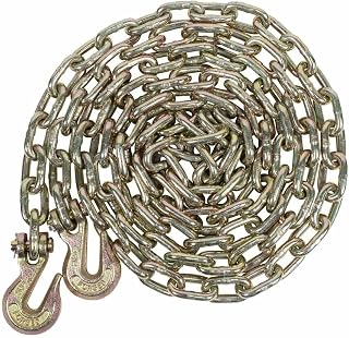 Mytee Products 5/16 Inch x 20 FT Grade 70 Binder Chain with Clevis Grab Hooks - G70 Transport Tow Chain - 4,700 Lbs Working Load Limit