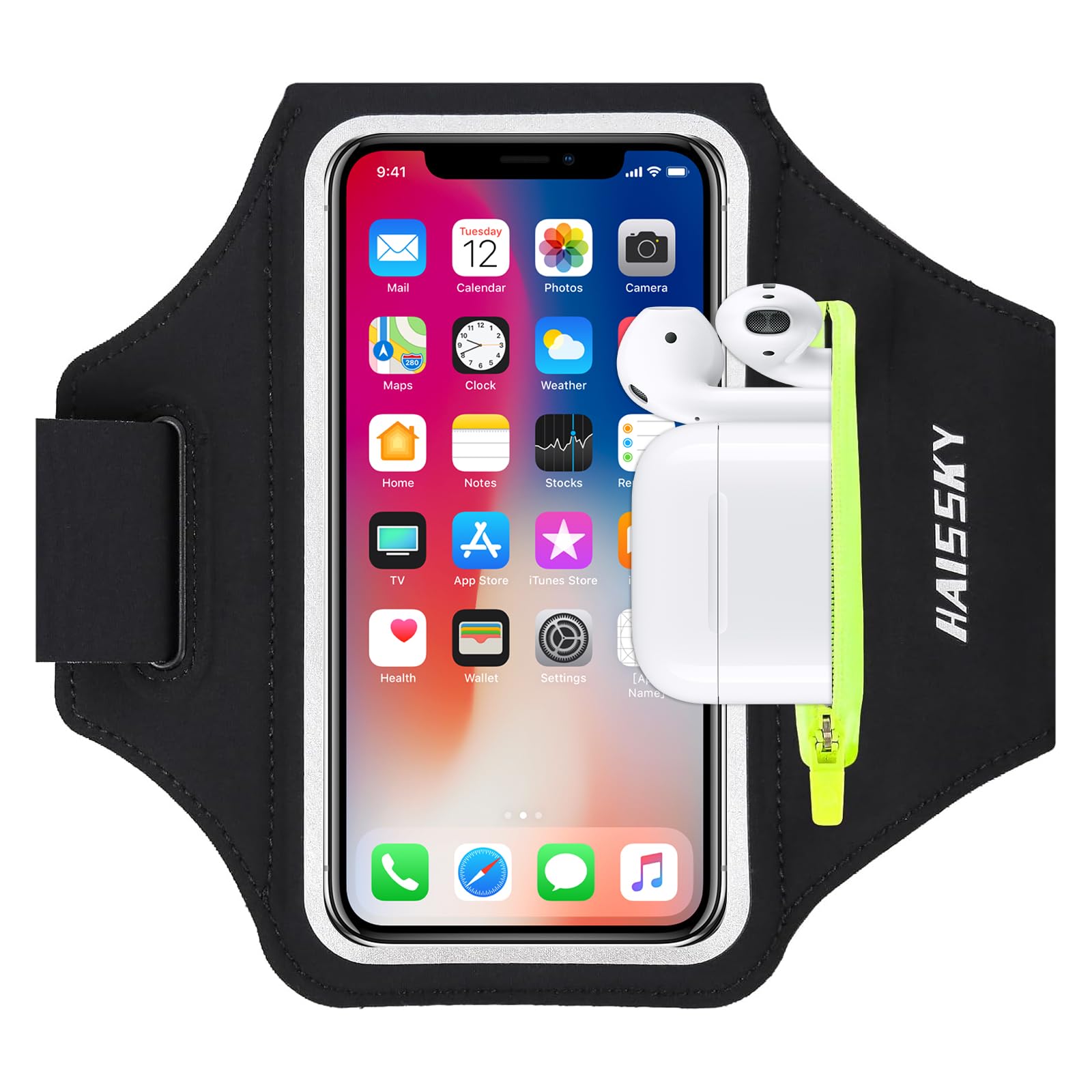 Running Armband with Earphone Pouch Fits Phones up to 6.9" | Cell Phone Armband 
