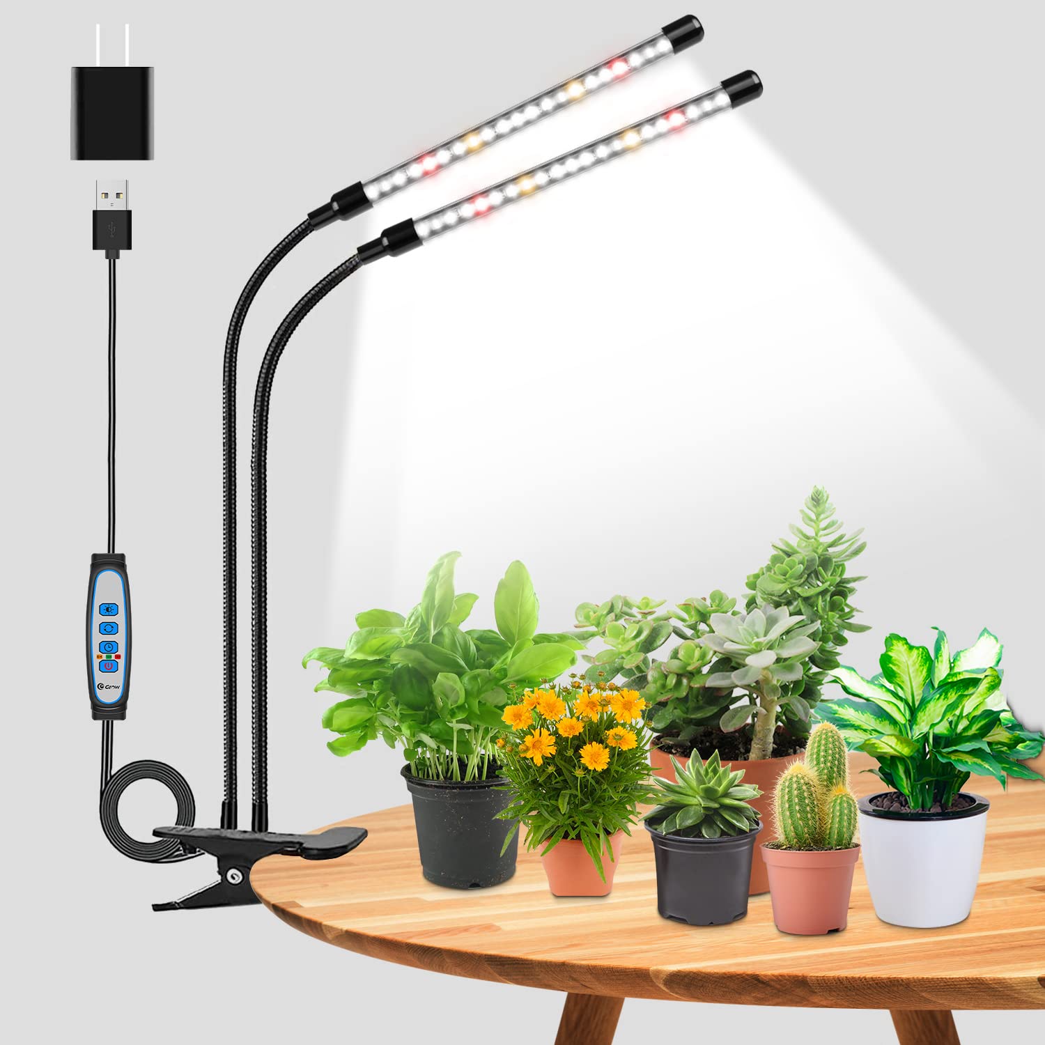 Wolezek Grow Light, Full Spectrum 6000K, Clip on Plant Lights Indoor | 2-Head Go