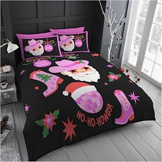 GC GAVENO CAVAILIA Christmas Duvet Cover King Size - Polyester Ho Ho Howdy Bedding(230x220 cm) - Breathable Soft Quilt Cover King bed with Pillowcases - Winter KingSize Bedding Bed Cover -Xmas Gift