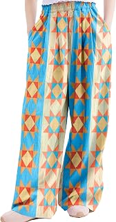 Rolanko girls wide leg pants baggy baggy pants palazzo pants for girls linen pants casual beach 6-14 years