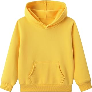 Smazero Boys Girls Plain Hoodie Kids Pullover Sweatshirt Soft Fleece Lined Hooded Jumper Long Sleeve Casual Warm School PE Top for Children Age 4-13 Years