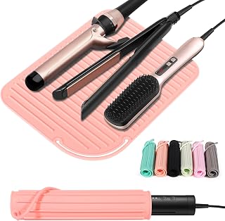 Heat Resistant Mat Large Silicone Hot Hair Tools Holder for Curling Irons Flat Iron Hair Straightener Mat Portable Vanity Pad Accessories/Organizer