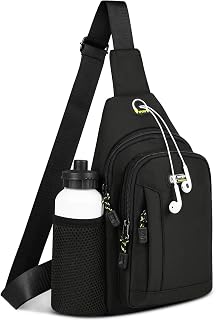 HOTUT Shoulder Bag Chest Bag, Small Waterproof Crossbody Shoulder Bag, Men's Handbag with Side Mesh Pockets, Lightweight Sling Bag for Outdoor Sports Travel Cycling