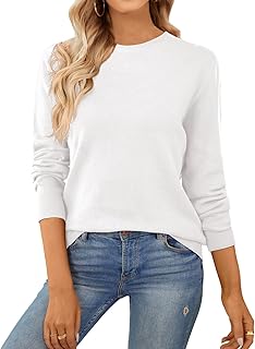 QUALFORT Women's Sweater 100% Cotton Soft Knit Pullover Jumper