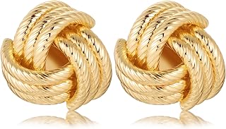 Chunky Earrings for Women Knot Link Circle Statement Drop Dangle Earrings Studs Trendy Jewelry M/L Size