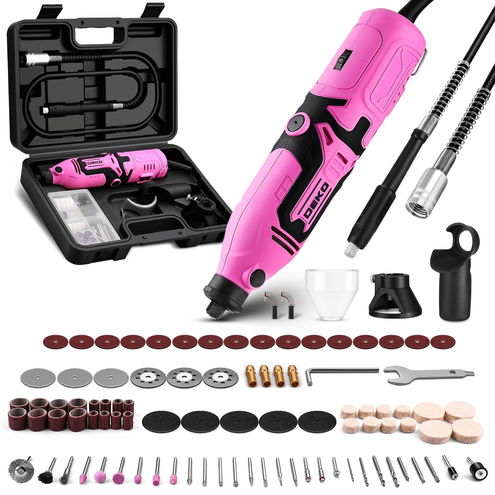 Rotary Tool Kit:DEKOPRO 170W Power Hand Rotary Tools with 6 Variable Speed, 127p