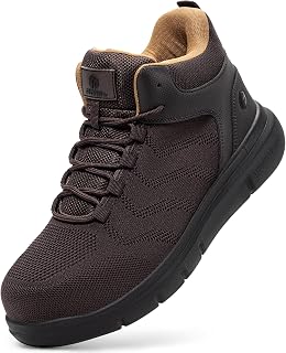 FitVille Safety Shoes for Men Steel Toe Shoes Wide Work Boots for Men Anti-Puncture Proof & Anti-Smash Slip Resistant Safety Boots Breathable Comfortable Indestructible Composite Toe Shoes