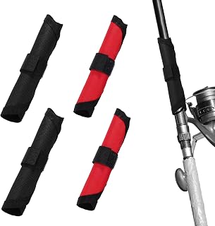 4pcs Fishing Lure Wraps, 6.3in/16cm Fish Hook Covers Nylon Bait Guard Protector Armour Glove for Fishing Rod Safety & Tackle Storage (Red, Black)
