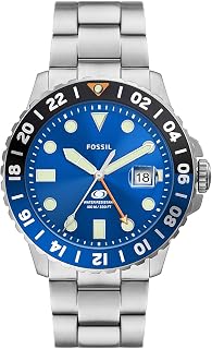 Fossil Blue Men's Watch GMT Movement with Stainless Steel Bracelet or Leather Strap