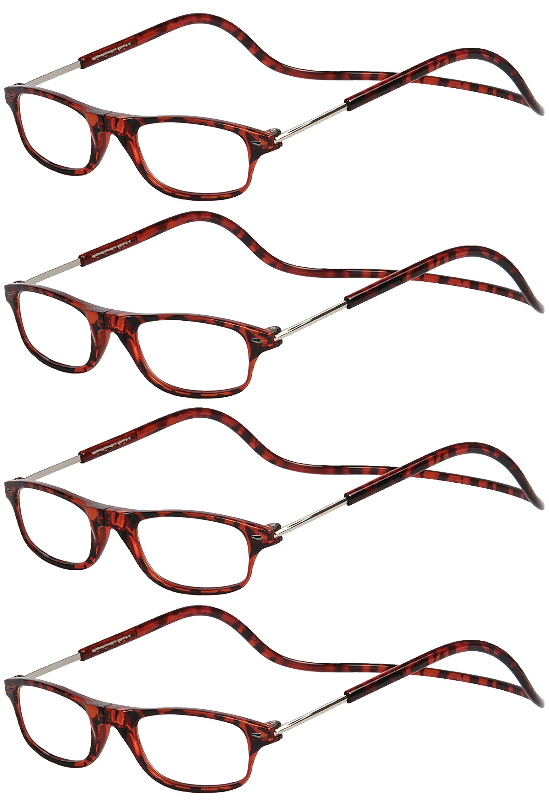 TBOC - Adjustable Folding Reading Glasses with Magnetic Clip, [Pack of 4] Comfor