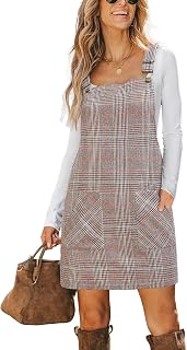 CUPSHE Women Corduroy Square Neck Wide Strap Fall Overall Mini Dress