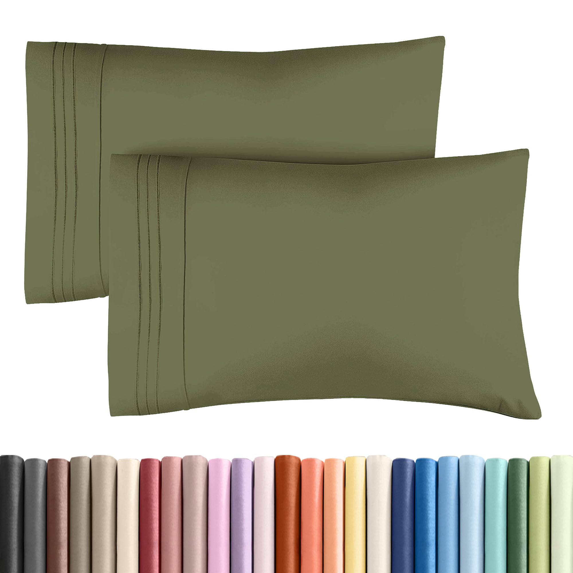 King Pillow Cases Set of 2 - Ultra Soft Pillowcase Covers - Sage Green