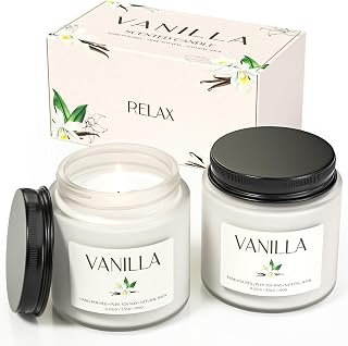 Vanilla Scented Candle, Waxcanpy Candles Scented for Relaxation, 2 Scented Candles Gifts for Women and Men, Vanilla Candle