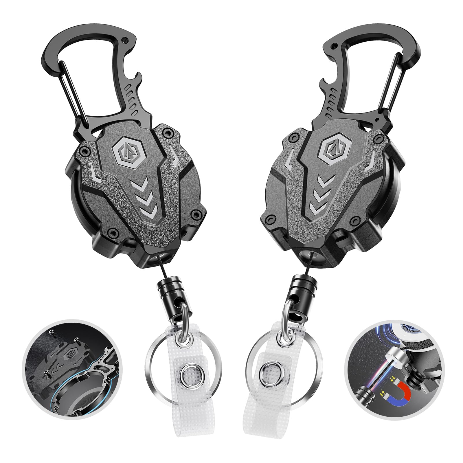 Autonomier 2Pack Heavy Duty Retractable Keychain, Unbreakable Construction | Tac