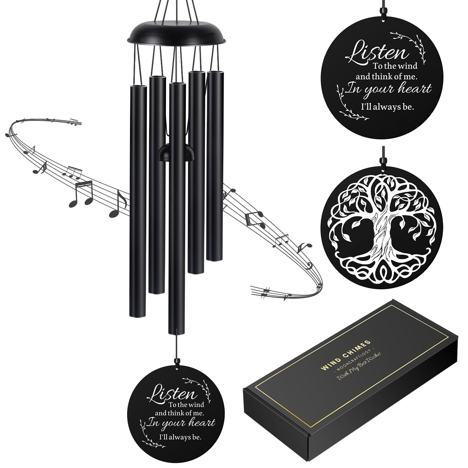 Sympathy Wind Chimes for Loss of Loved One, 39" Memorial Windchimes Outdoor | Me