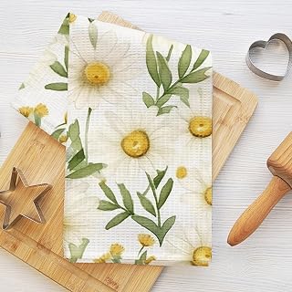 Watercolor Daisy Style Kitchen Towels for Home and Kitchen, Dish Washing Cloths, Soft Absorbent Microfiber Hand Towels and Tea Towels, Home Gifts for