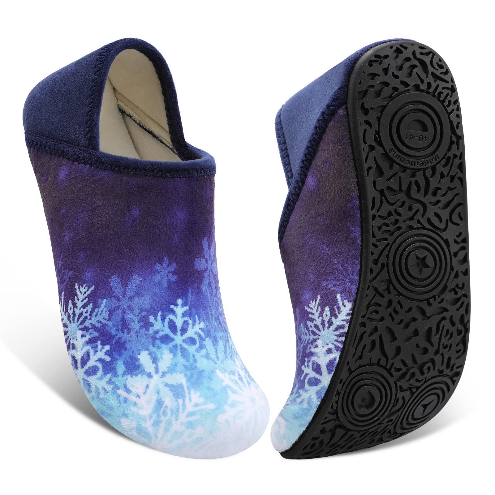 Fires Womens Mens Slippers with Rubber Sole Soft-Lightweight House Slipper Socks