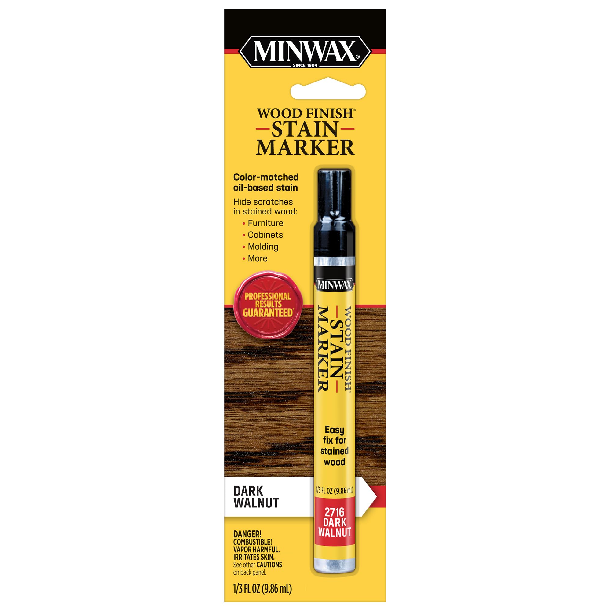 Minwax 63487000 Wood Finish Stain Marker for Touch Ups, Dark Walnut, .33 fl oz