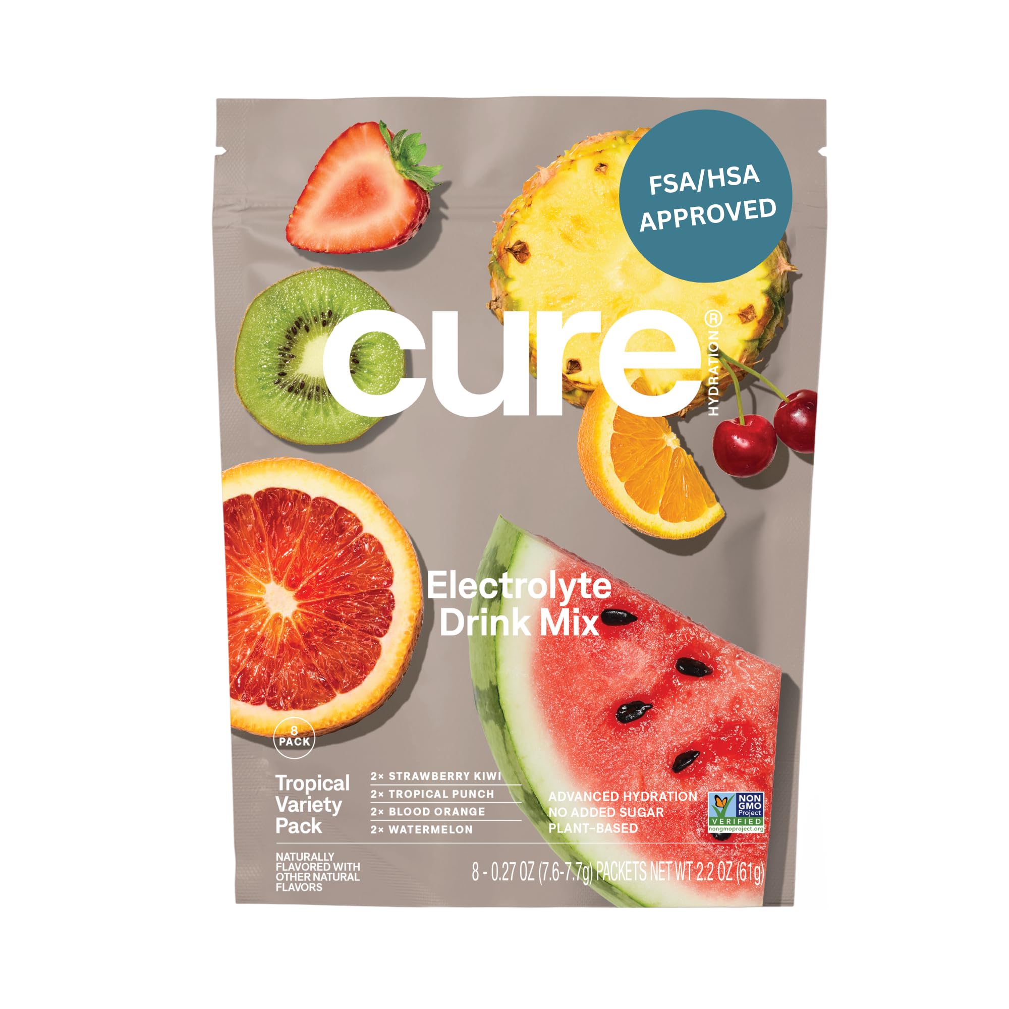 Cure Hydration - Electrolyte Drink Powder Tropical Variety Pack 8 Packets | Plan