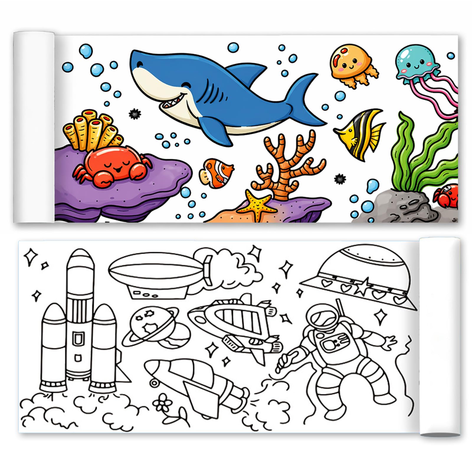2 Pcs 118x11.8 Inch Coloring Paper Roll for Kids,Children Drawing Roll, Kids Eas