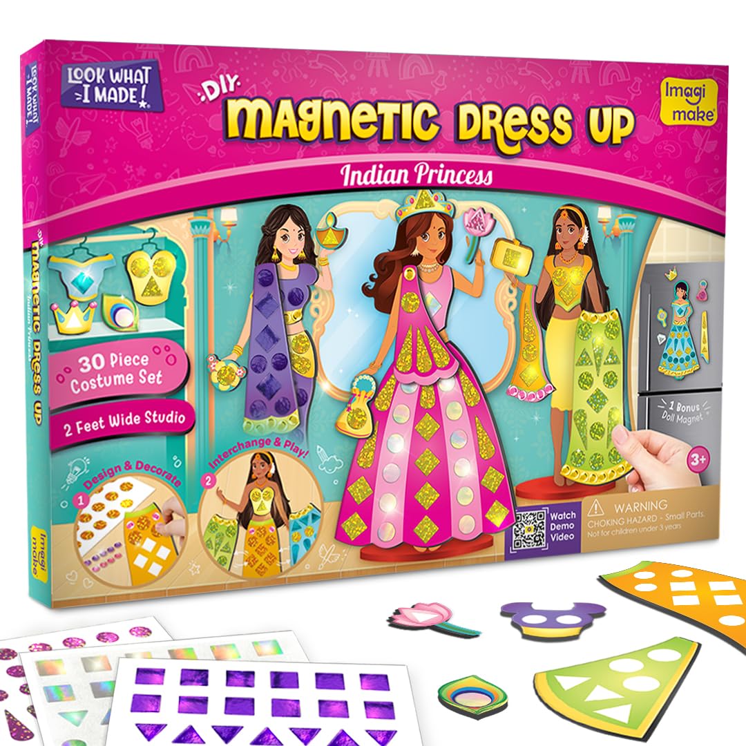 Imagimake DIY Magnetic Dress-Up - Indian Princess, Toys for Kids Ages 3+