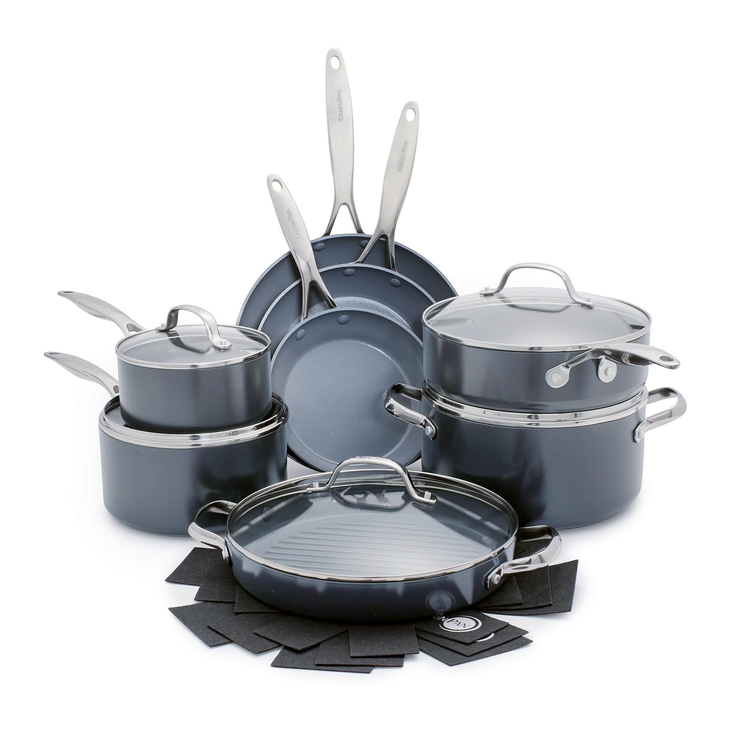 GreenPan Valencia Pro Hard Anodised Healthy Cearmic Non-Stick 16-Piece Cookware 